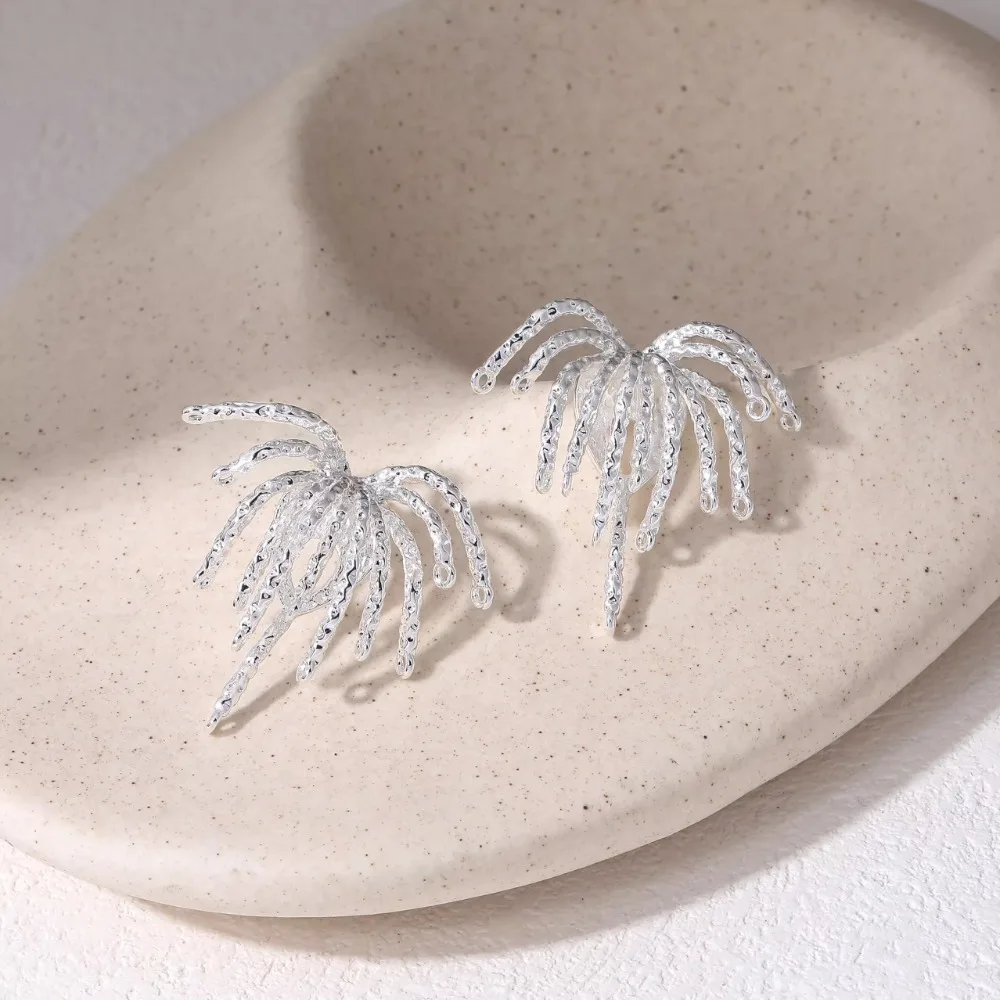 2PCS Dainty Blossoming Shape Ear Studs for Jewelry Making Earrings Components DIY Brass 14k Gold Plated Accessories 35*38mm image 6