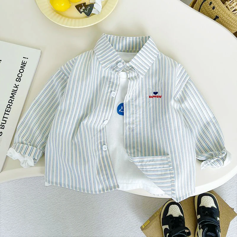 IENENS Spring Shirts For Kids Thin Striped Blouses Boy Girl Tops Clothes 1 2 3 4 Years