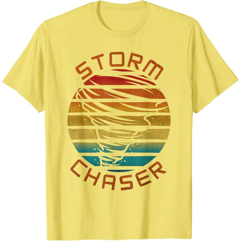 Men's and women's sports leisure fashion trend short sleeve storm chaser tornado meteorologist T-shirt black top