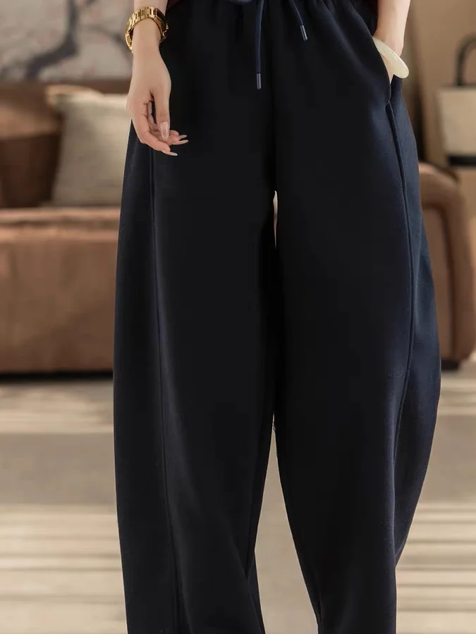 Verdikte artistieke broek met rechte pijpen Dames losse veelzijdige woon-werkverkeer Retro kleur Casual broek Hoge taille Rechte snit