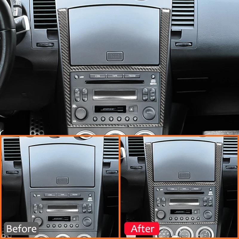 For Nissan 350Z 2003-2009 Soft Carbon Fiber Car Interior Central Control Navigation Panel Frame Decoration Sticker Car Styling