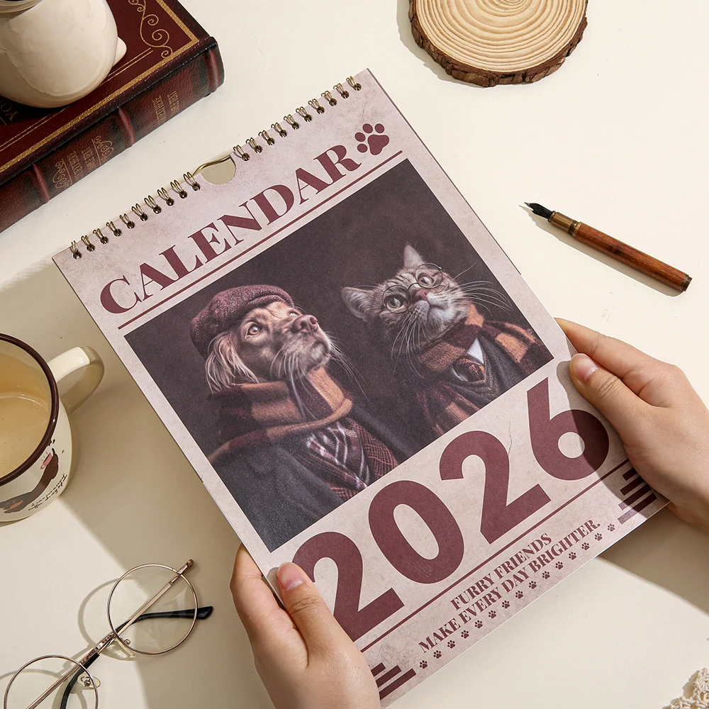 2026 A4 Wall Calendar Cats Dogs Monthly Calendar Check-in Message Planner Calendar For Home Office School Planning Scheduler