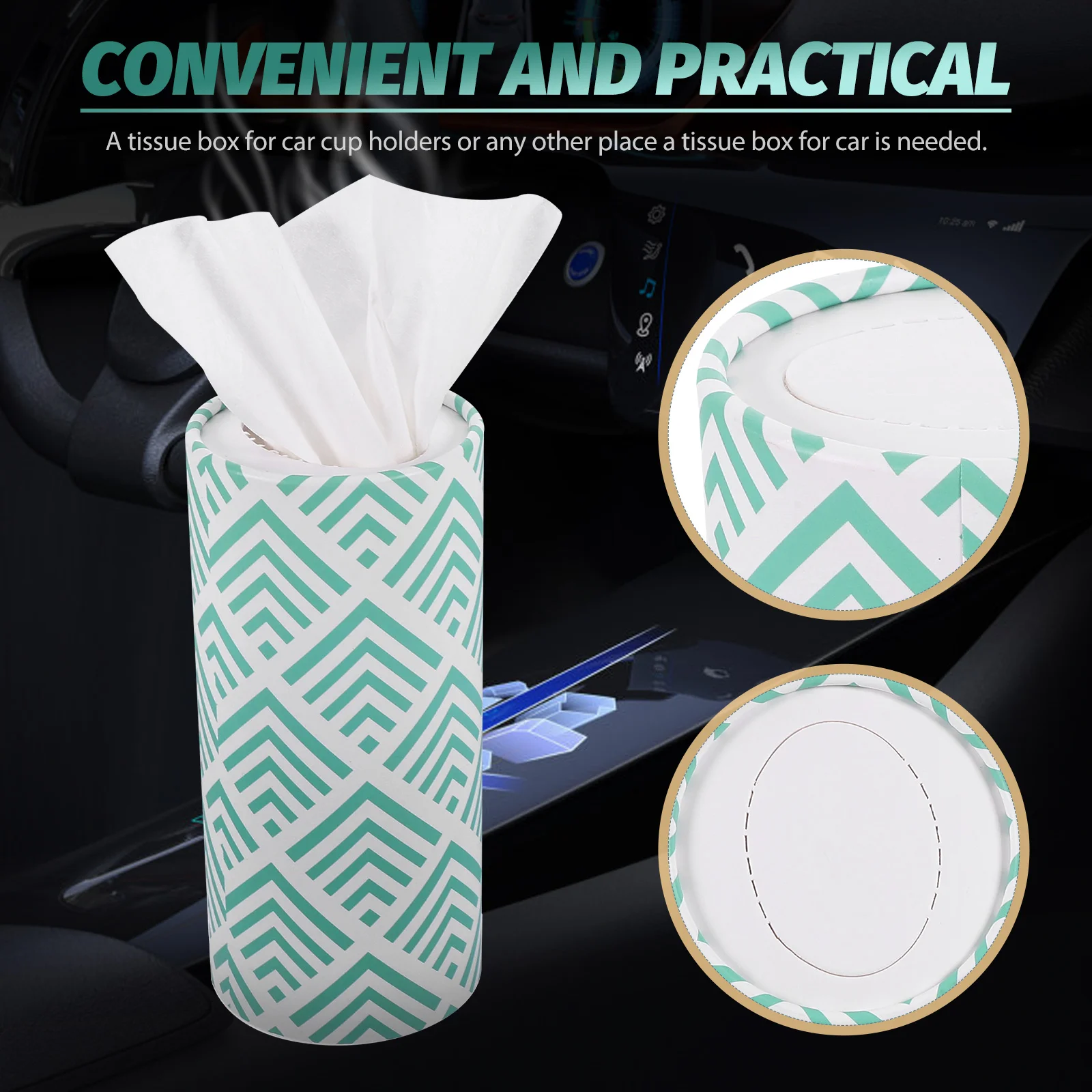 Multifunction Car Tissue Box Cover Holder Auto Round Paper Tube Safety Broken Window Tissue Cup With Safety Package Decor