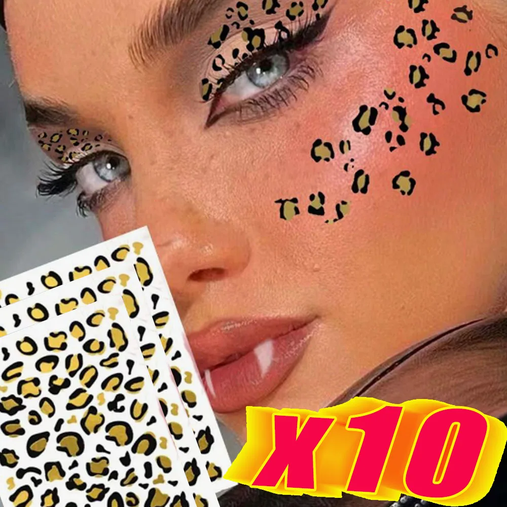

Temporary Leopard Tattoo Stickers Fashion Leopard Print Foil Tattoo Stickers European and American Metal Revival Tattoo Sticker