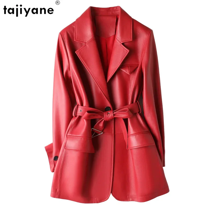 Tajiyane 100% Echt Leren Jas Voor Vrouwen 2023 Herfst Winter Echte Schapenvacht Elegante Medium Leren Blazers Casaco Feminino