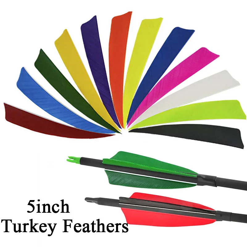 50pcs 5inch Natural Turkey Feathers Archery Shield Cut Fletches Right Wings Arrow Vanes Outdoor Bow Shooting Hunting Accessories