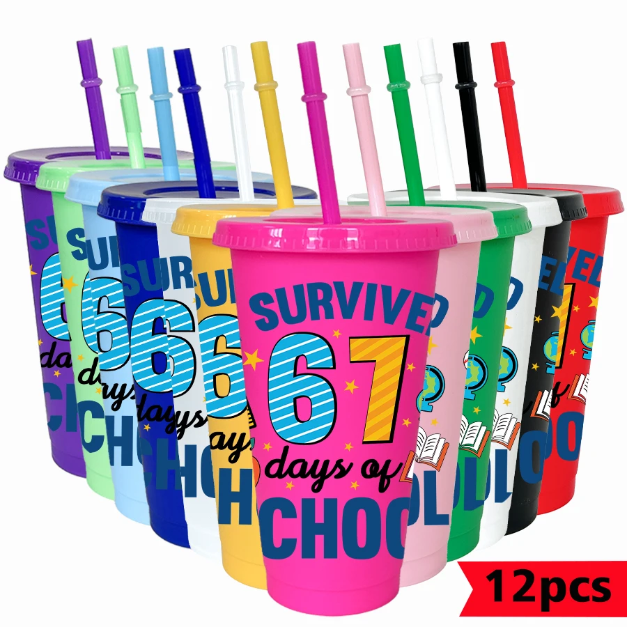 

12 шт./лот, 67 серии, цифры, звезды, 26 унций, красочный пластиковый стакан, посуда для напитков на день рождения, чашка для воды для выпускного вечера