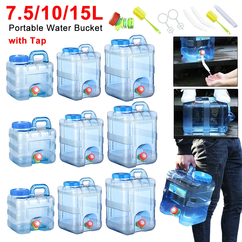 7.5/10/15L Drinking Water Container with Spigot Leakproof Camping Water Tank Large Capacity Water Storage Carrier for Hiking Car