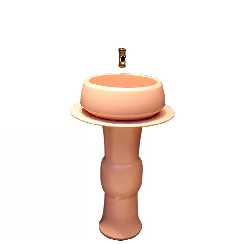 

Simple column type washbasin Small apartment bathroom Triangular column basin Integrated ceramic mini floor washbasin