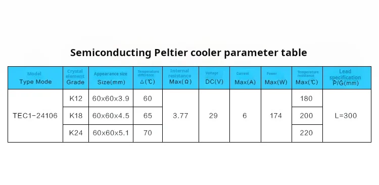 Tec1-24106 półprzewodowa chłodnica do peltier zamglona oryginalna przemysłowa elektroniczna łatka 24v 60*60m