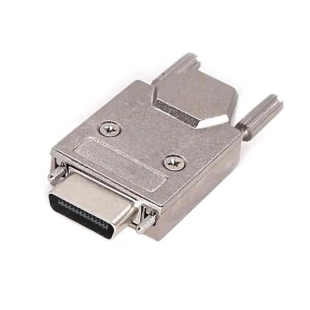CameraLink SDR-26 Plug Connector, Male with Shell & Metal Clip, Solder Cup Termination, Compatible with 12226-1150-00FR