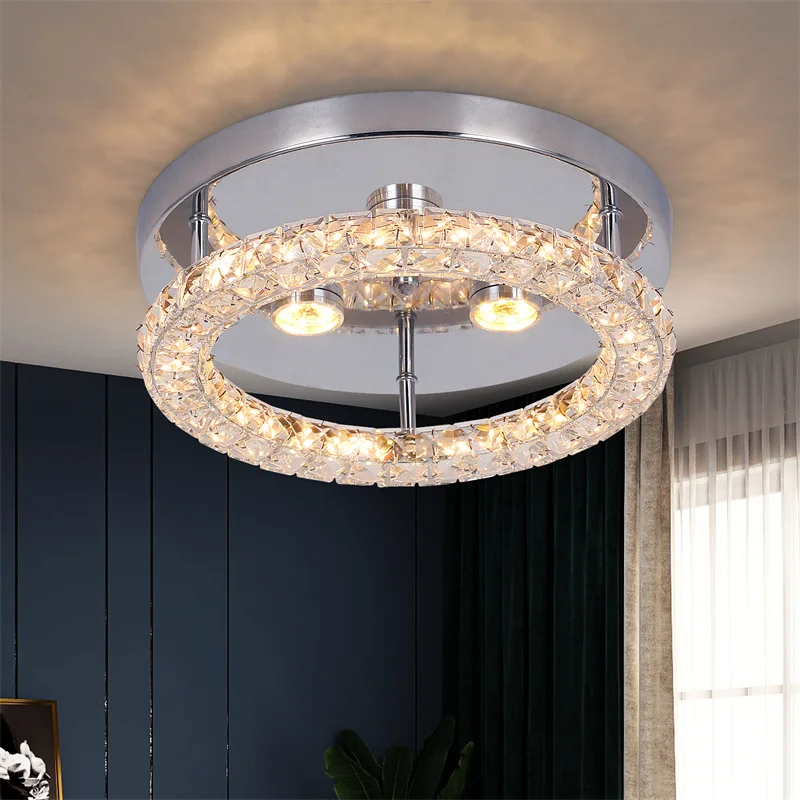 Modern K9 Crystal Chandelier Led For Dining Room Stainless Steel Ceiling Lamp Light Fixture Kitchen Lustres Luminaire Pendant