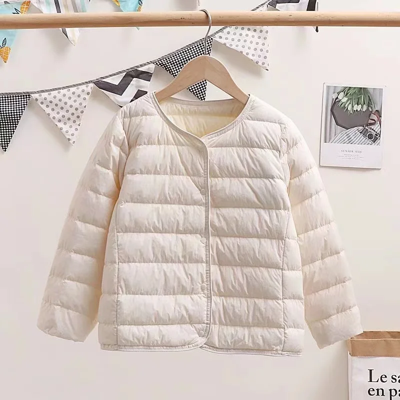 0-10℃ 2024 New Children Duck Down Jackets Collarless Boys Kids Feather Coat for Girls Fall Winter Puffer Warm Clothes Liner