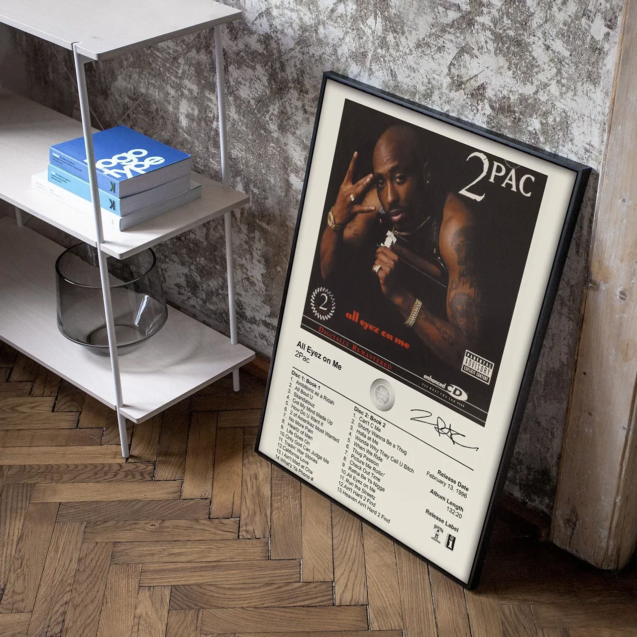 Retro Music Album 80s Star 2Pac Art Hip Hop Rap Canvas Painting Print Posters for Bedroom Living Room Home Wall Decor Gift