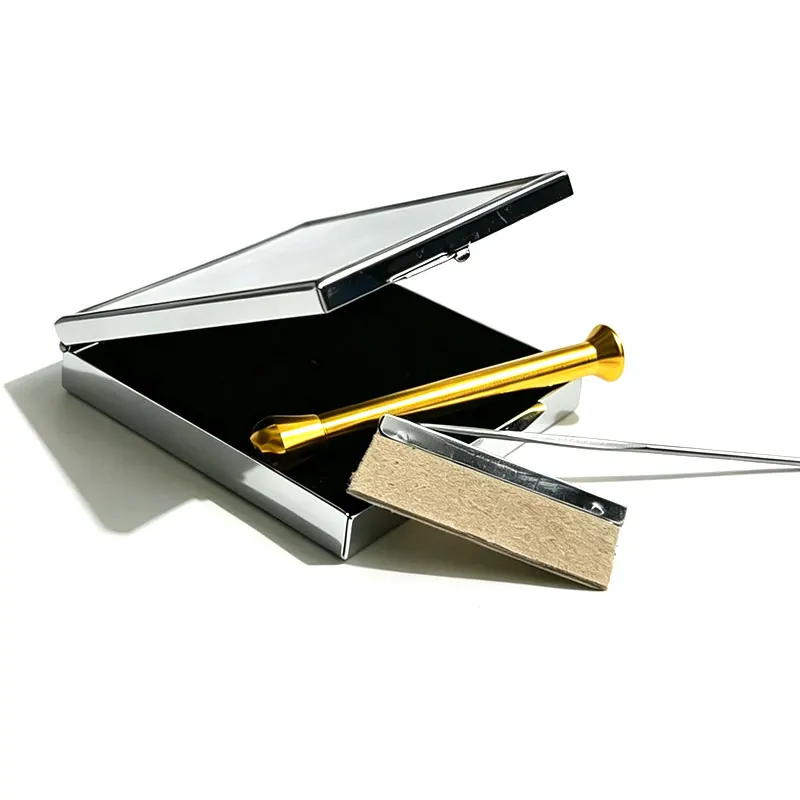 1 Set Portable Metal Cigarette Set, Smoking Case Box Including Pipa/ /Mirror/Metal Case/Blade/Medicinal Ladle Gift view 6