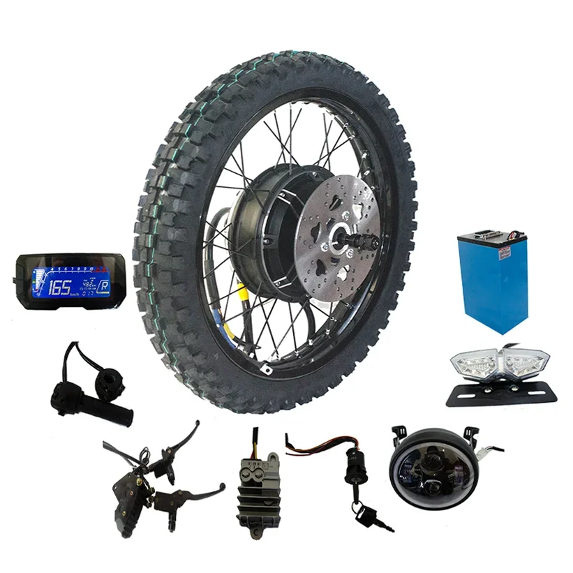 

Professional Team Design 72V 6000w 8000w Full Set Electric Motorcycle Conversion Kits with front wheel and rear wheel