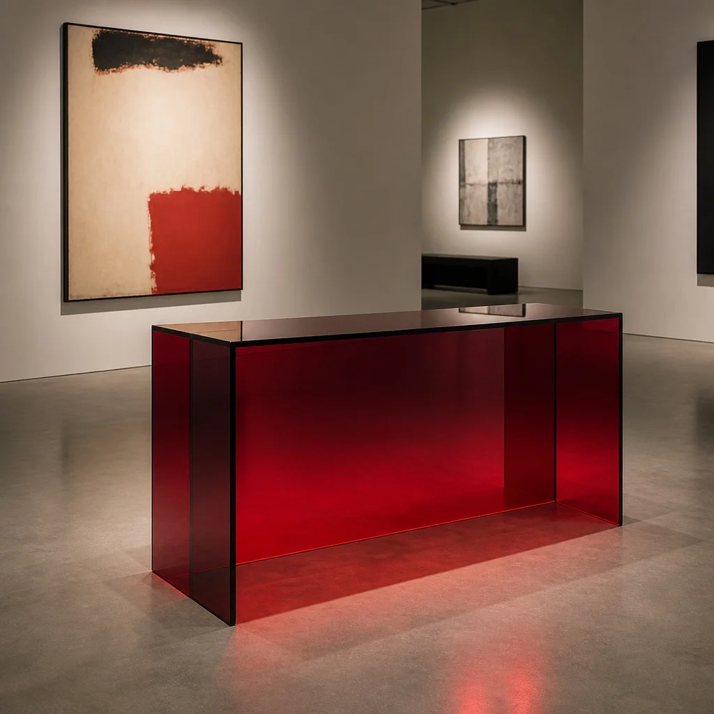 fb-Factory Custom Modern Acrylic LED Bar Counter with Red Waterproof Reception Counter for Home Villa Club Events