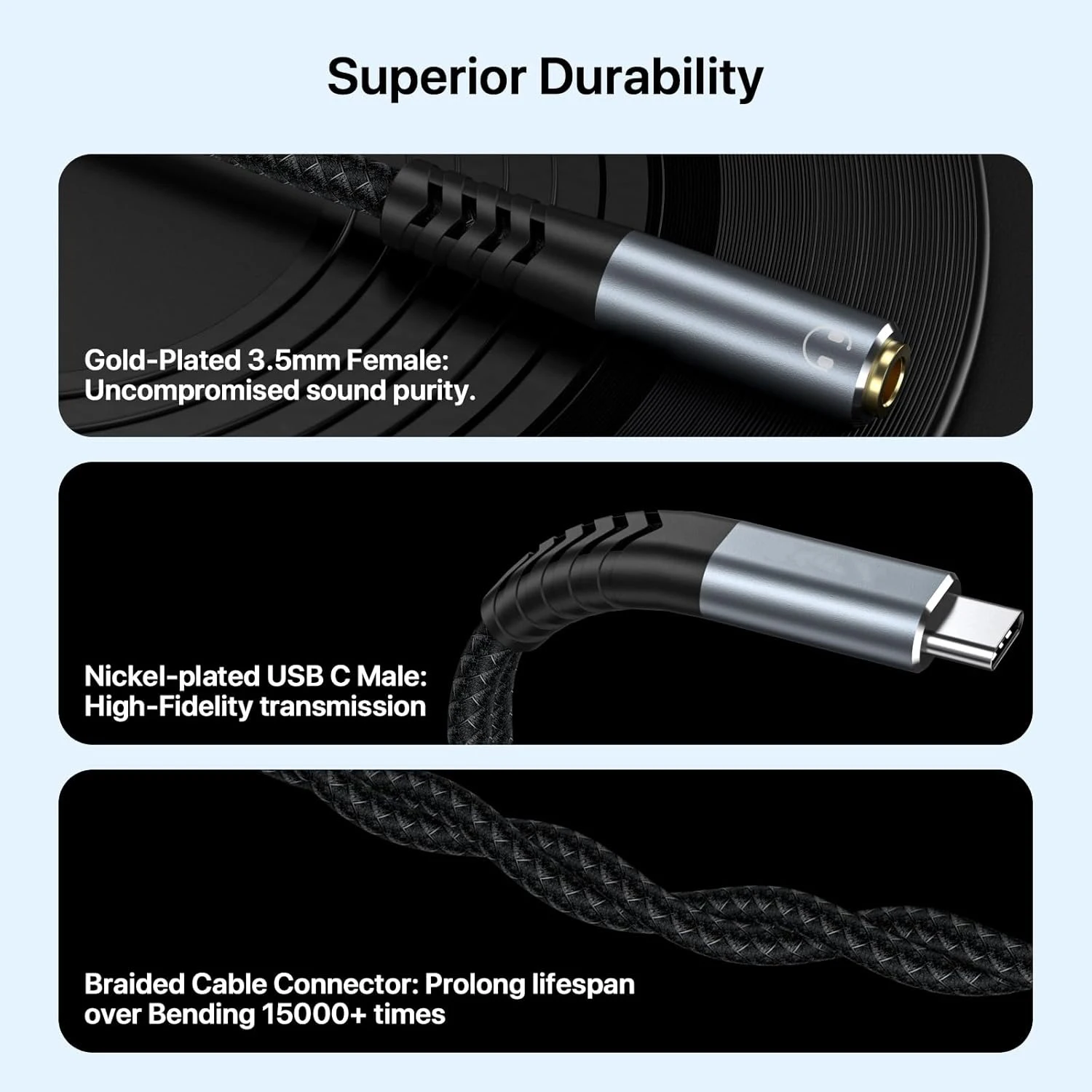 2in1 USB C to 3.5mm Headphone and Charger Adapter with PD100W Fast Charging Type C to Audio Jack Aux Cord Compatible for Phone16