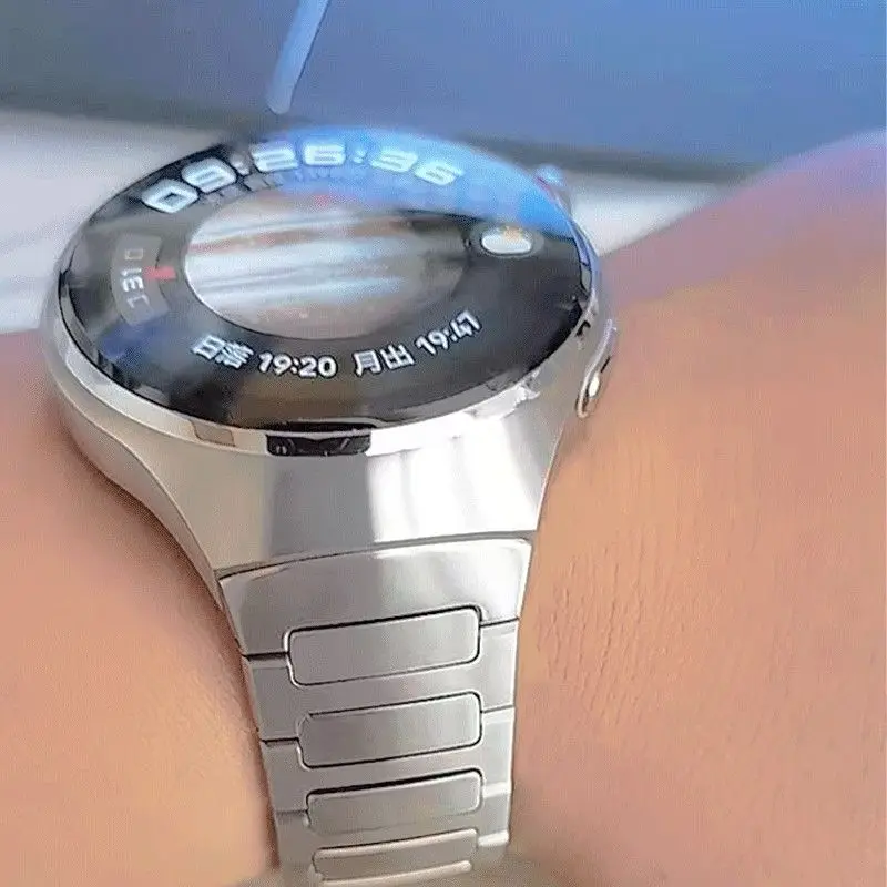 No Gaps Titanium Alloy Strap for Huawei Watch 4Pro Mars, 72g Watchband Bracelet Wristbands Belt Accessorie, Silver / Blue Color