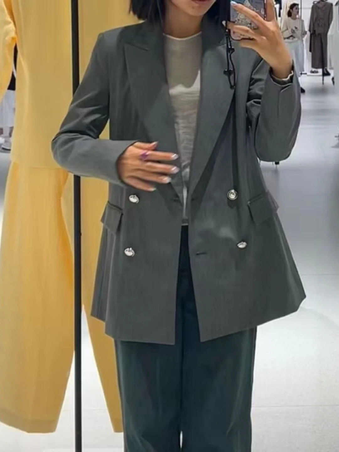 

Повседневный двубортный свободный крой в стиле хиппи с большим воротником, женский костюм Jaet, осень 2022, модное женское пальто для отдыха