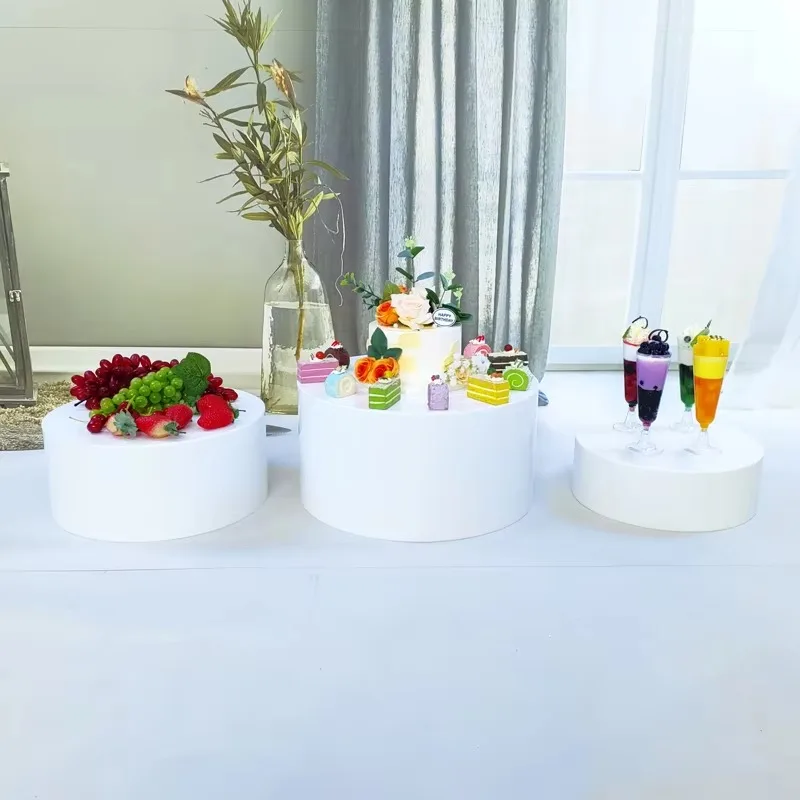 3Pcs acrylic riser display stand round cake dessert stand cylinder nested with hollow bottom for wedding party brunch
