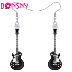 Bonsny Acrylic Anime Guitar Dangle Earrings Musical Instruments Drop Charms Fashion Jewelry For Women Girls Teens Gift Accessory