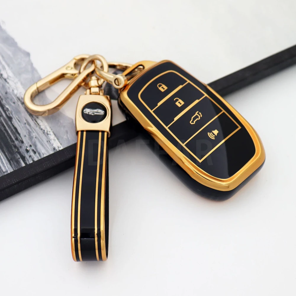 4 Buttons TPU Car Key Case Cover for Toyota Land Cruiser 200 300 Prado Crown TLK 200 Yaris Cross Hilux Innova Fortuner Camry