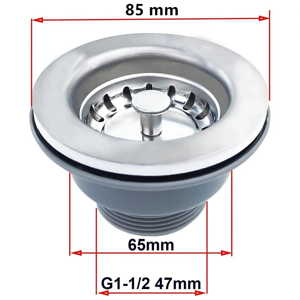 Kitchen Sink Drain Pipe, Vegetable Basin Outlet, Water Outlet Accessories, Filter, Built-in Drainer, Sink Filter 85mm