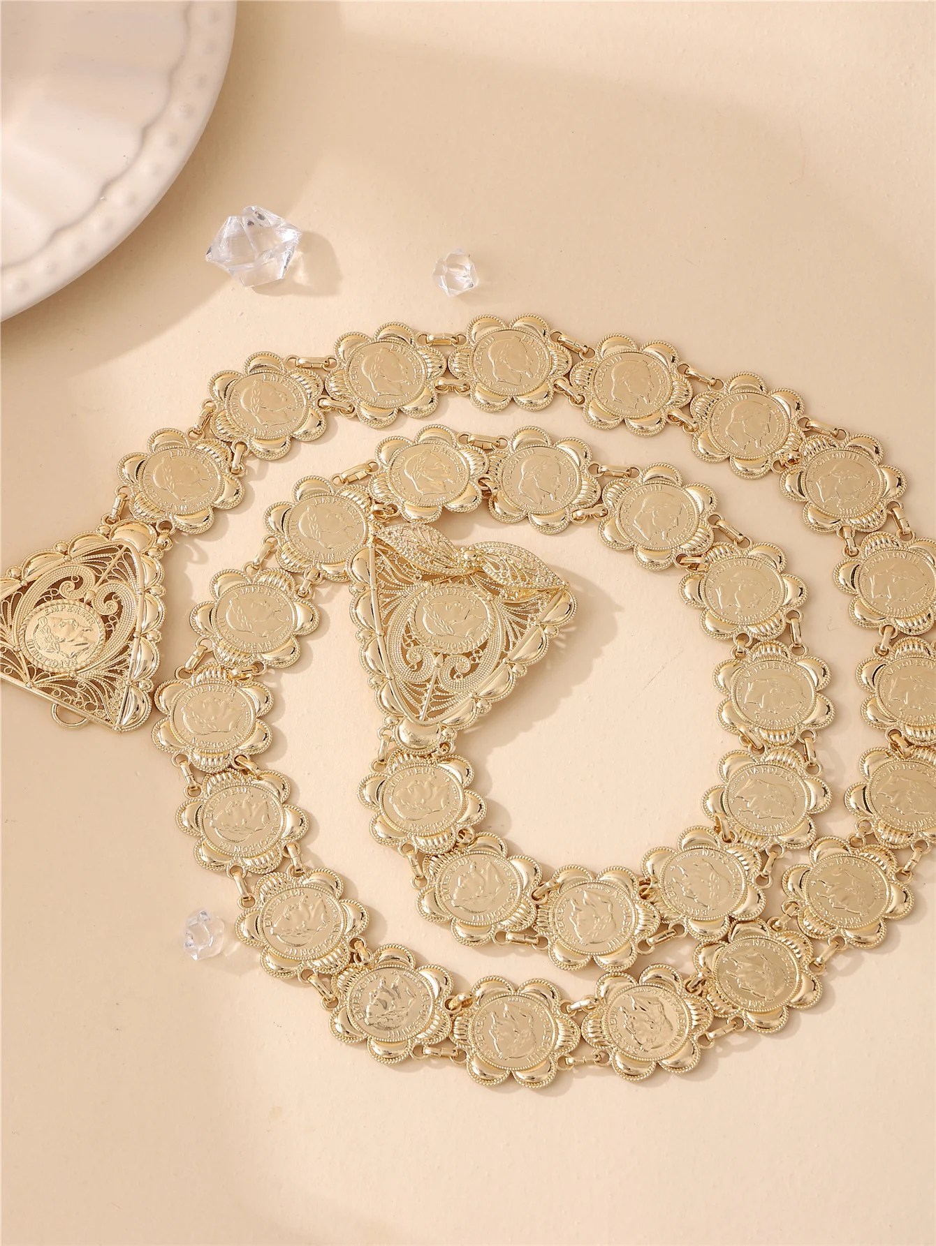 

Middle Eastern Women's Flower Waist Chain Dress Belt Luxurious Vintage Style For Wedding Party Festival Accessories