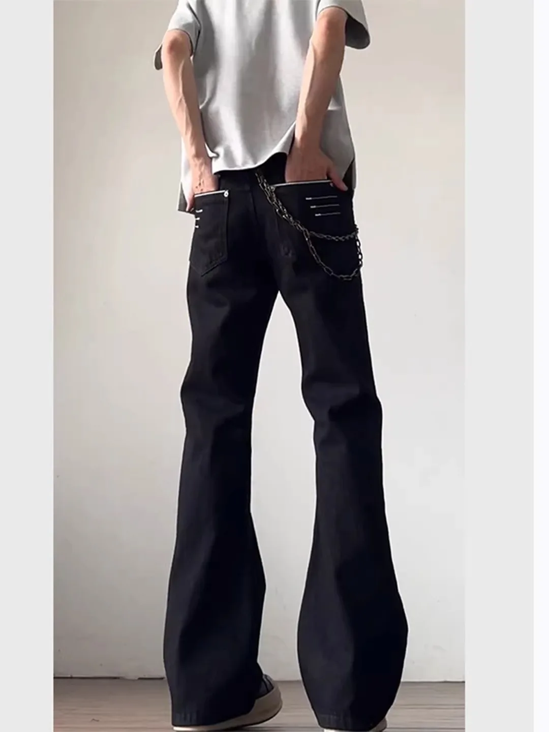 

Мужские джинсы Slim Fit прямого кроя с высокой талией, оригинальные синие, с четырьмя линиями, в американском уличном стиле, повседневные