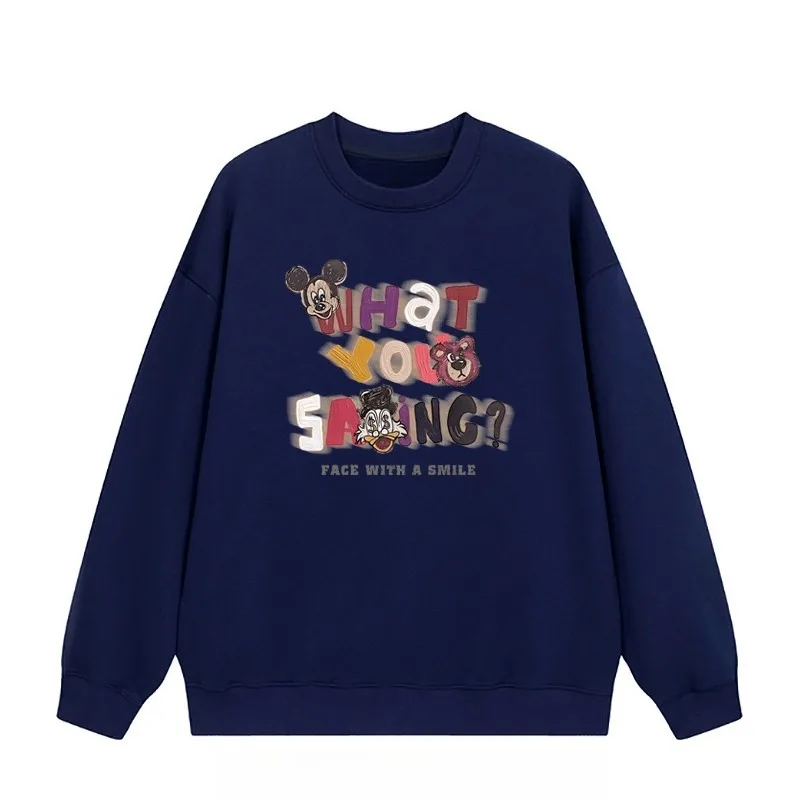 بلوفر بقلنسوة بحروف ميكي للسيدات لخريف وشتاء 2025 جديد بأكمام طويلة وفضفاض على طراز كسول