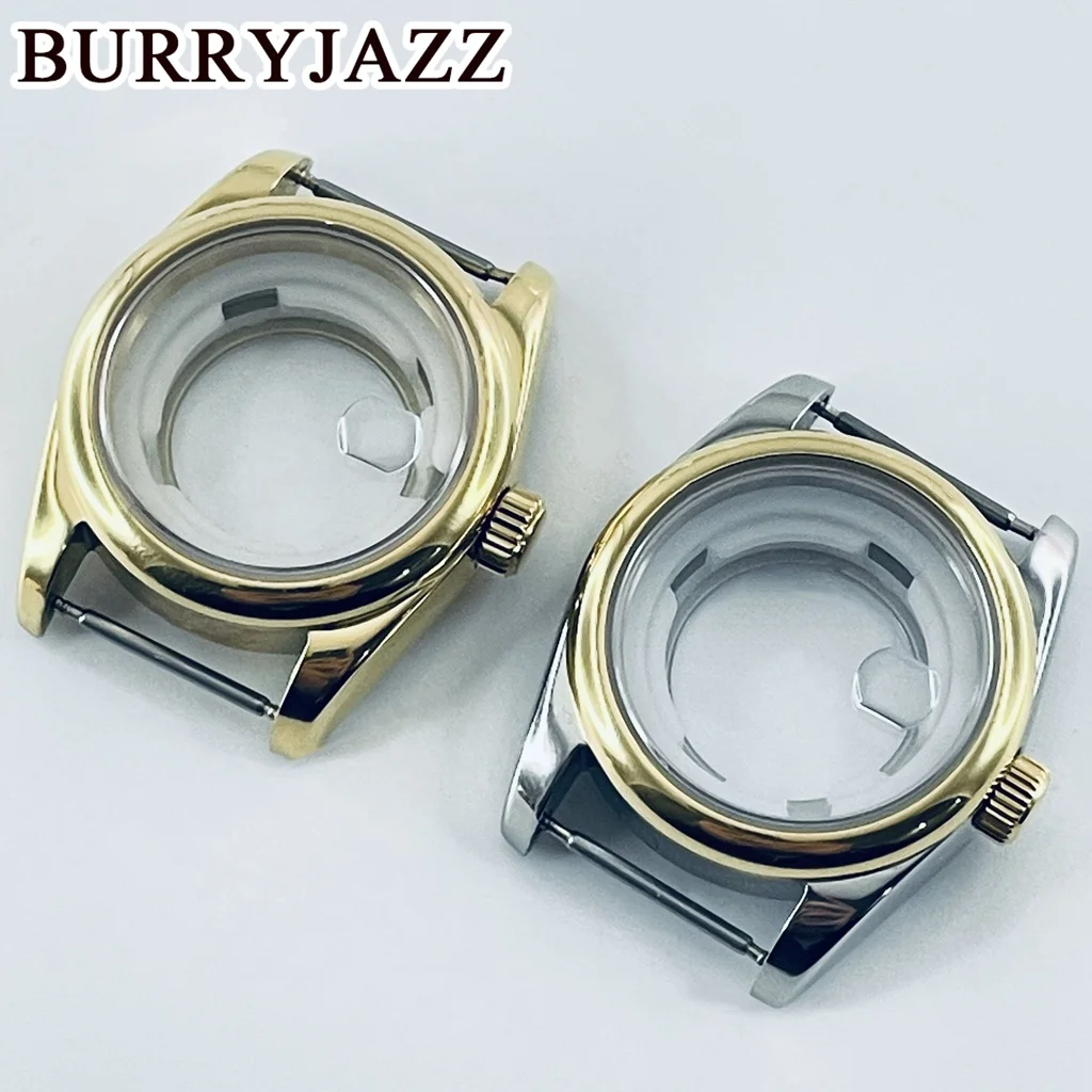 BURRYJAZZ 31mm NH05 NH06 Watch Case Gold Stainless Steel Case With Sapphire Crysta Waterproof
