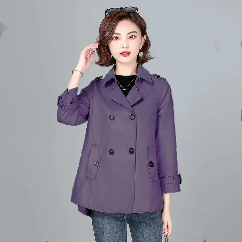 2025 Fall/Winter New Mother's PU Jacket: Women's Loose Fit Flattering Short Fit Versatile Turn-Down Collar Premium Leather Coat