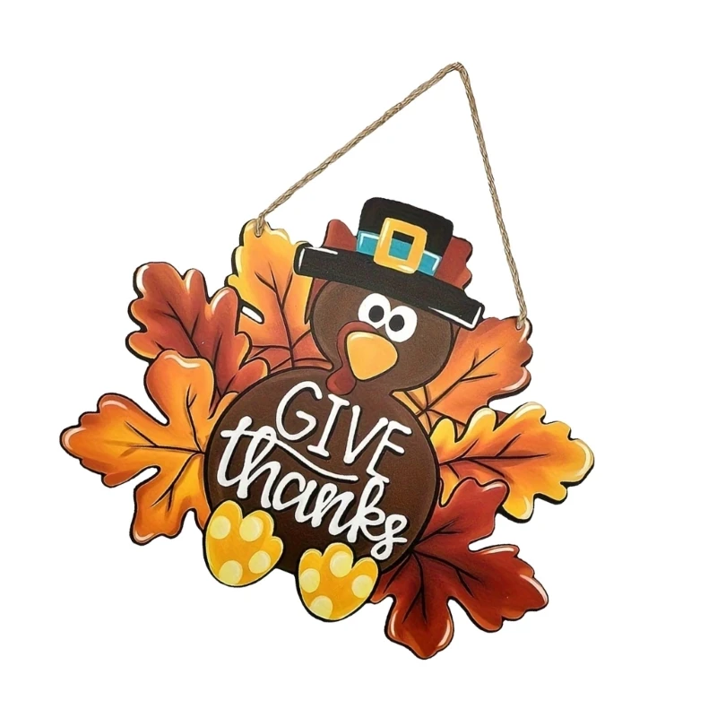 Deurhanger met koord Handgemaakte Thanksgiving Turkije Teken Muurhangende Hanger Binnen Buiten Seizoensdecoratie
