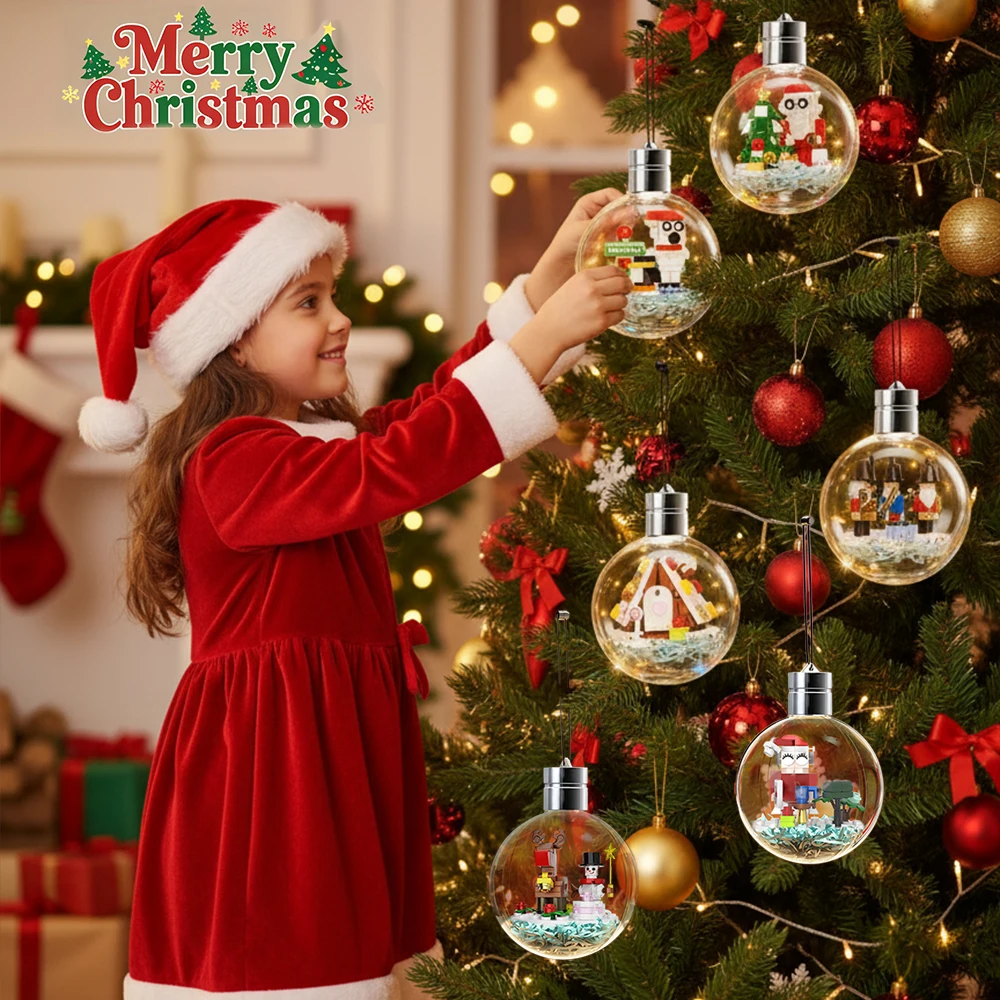 

Christmas Bulbs Building Blocks 6-in-1 with LED Strips Family Party Decor Kids Brick Toy Gift Night Lamp New Shipped from the US