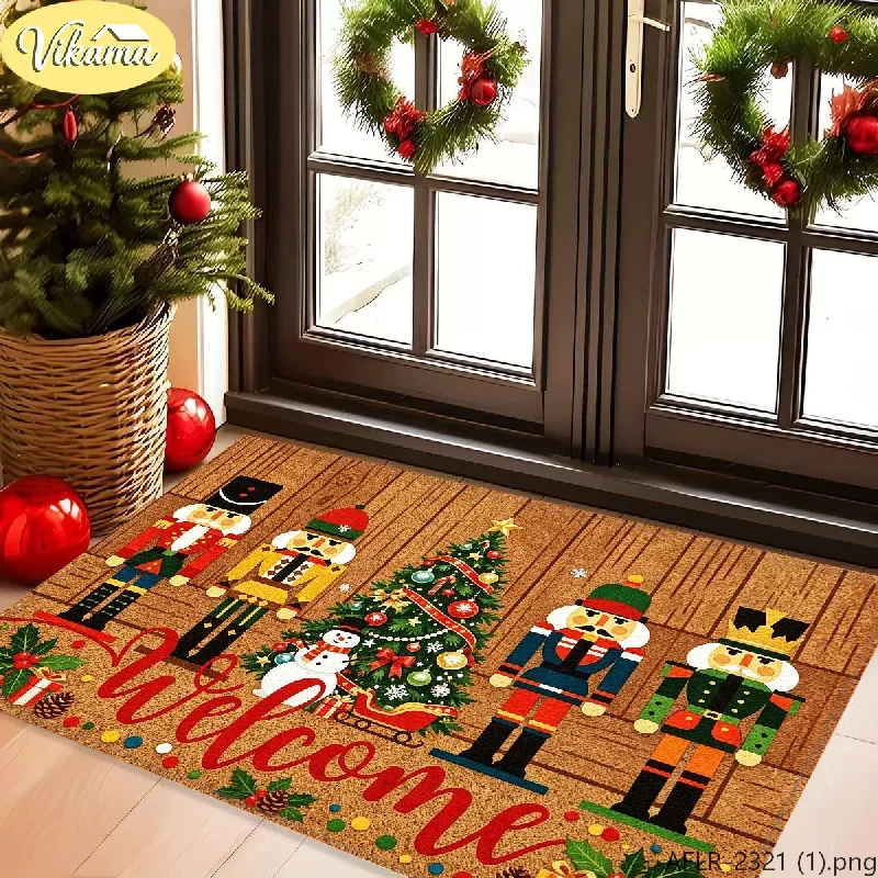 VIKAMA Christmas Nutcracker Doormat—Non-Slip, Absorbent Entryway Mat, Festive Decorative Rug for Indoor Entrances, Home Decor