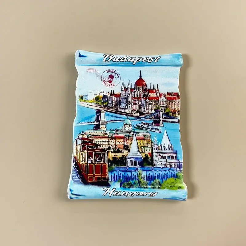 

Budapest Hungary Europe Refrigerator Magnet, With Parliament Building, Chain Bridge, Vintage Tram, Danube River, Strong Magnets