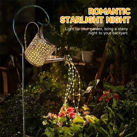 Solar Fairy Watering Can Lights Vintage Garden Decor Outdoor Solar Hanging Kettle Light Waterproof Villa Yard Decoration