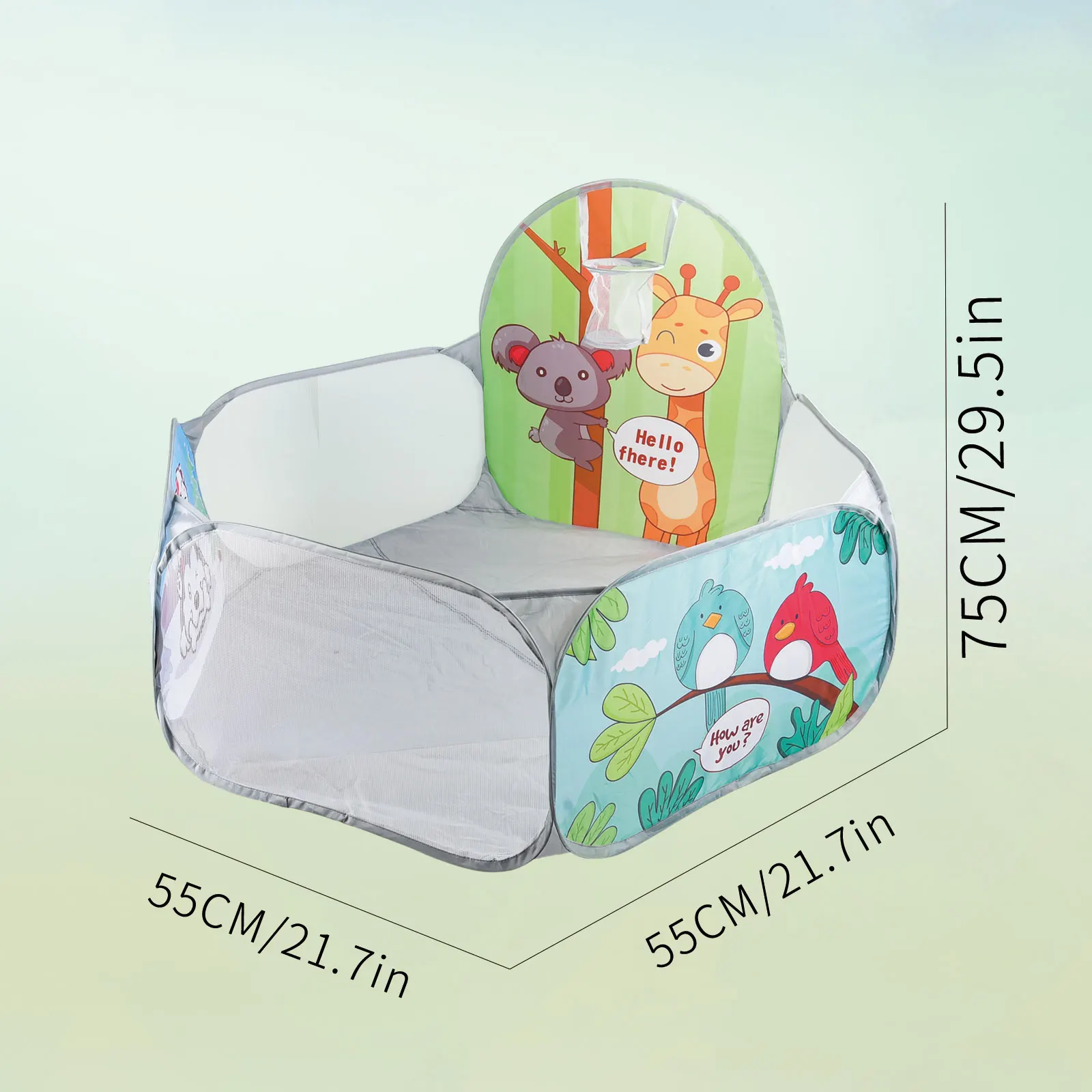 Polo de tiro con patrón de animales de dibujos animados para niños, piscina plegable para interiores y exteriores, conveniente para llevar, 1,2 M