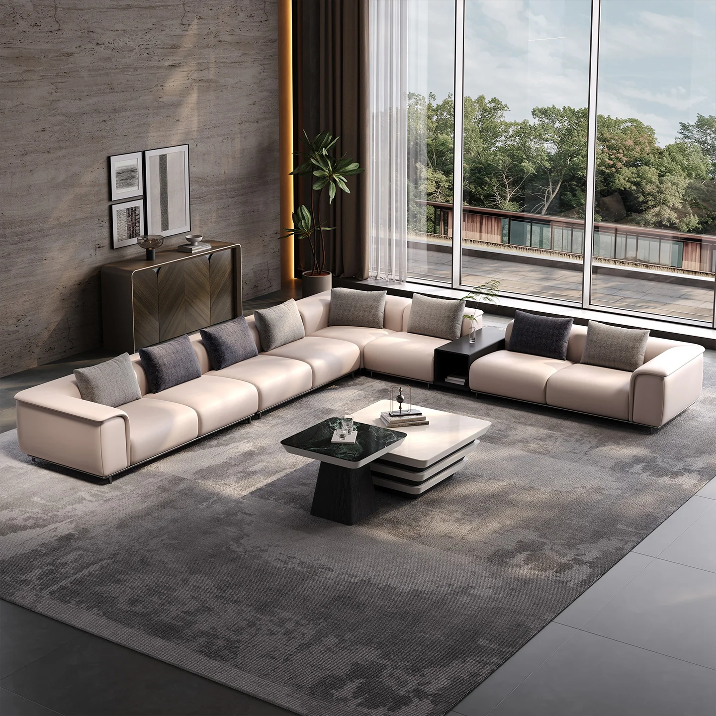 Modern Minimalist Office Sofa Set Luxury Office Furniture Leather Office Sofas Modular President Commercial Use Leisure Sofa