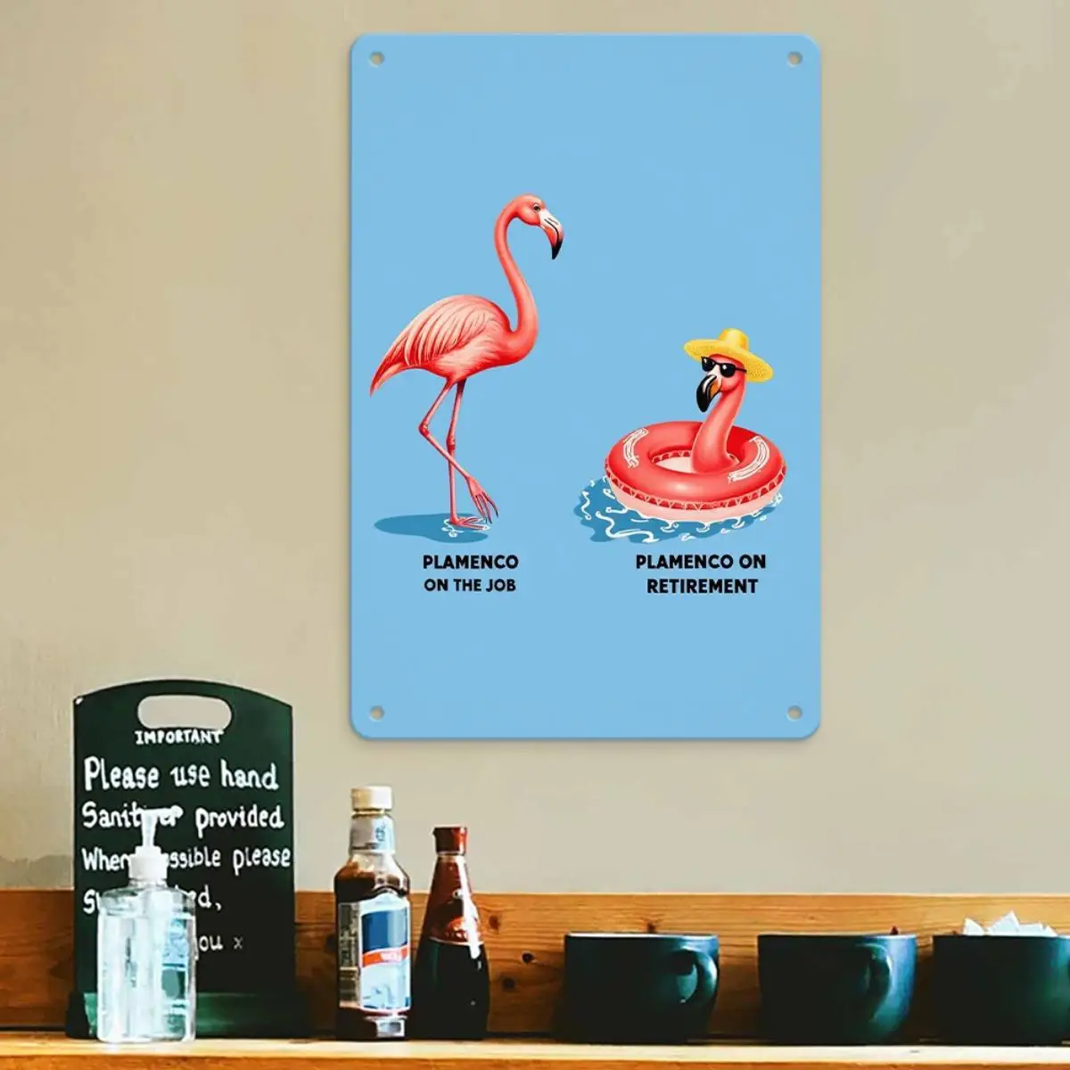 Funny Flamingo Workplace Retirement Metal Sign - Vintage Office Decor with 