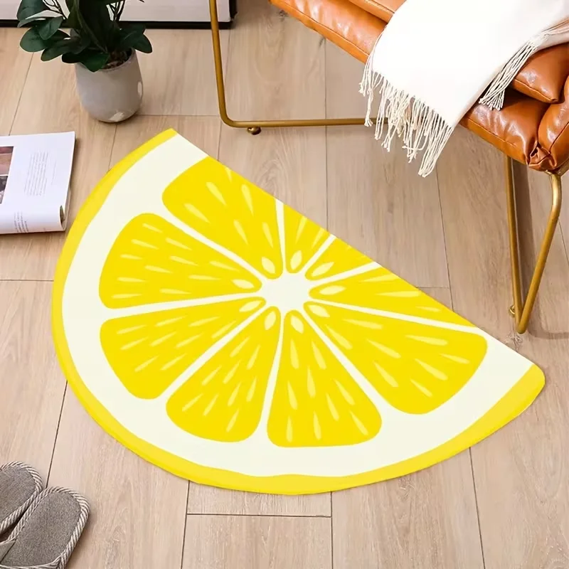 Fruit Pattern Lemon Design Rug Semi-circular Carpet Door Mat Bedroom Bedside Carpet Living Room Home Decoration