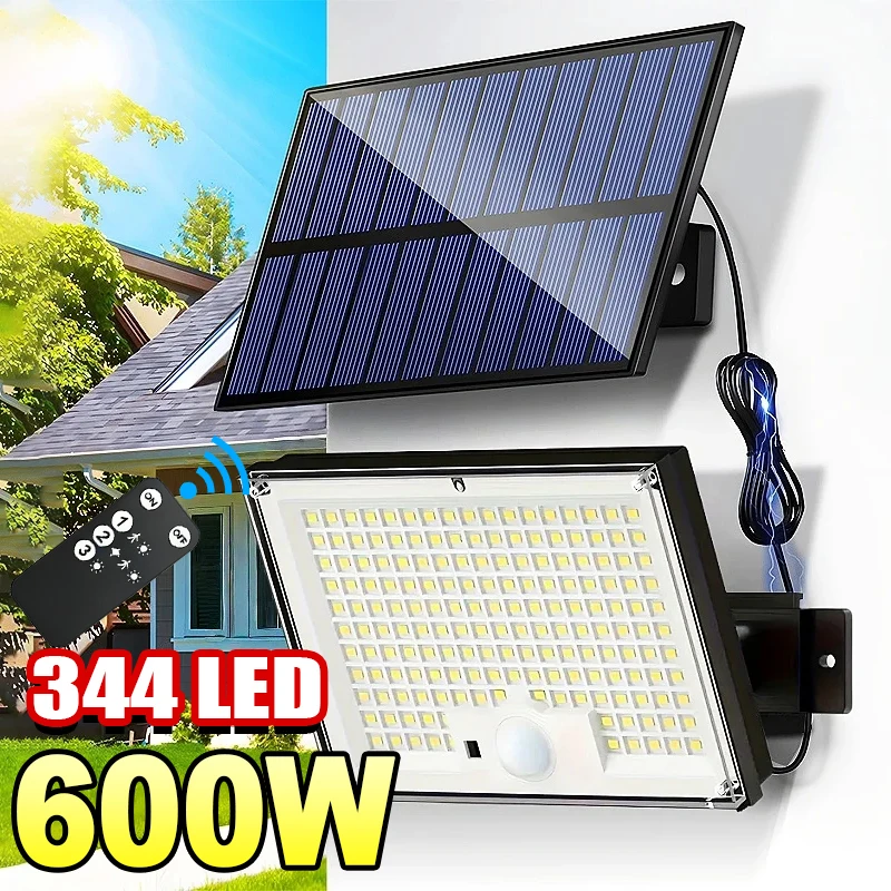 

344LED солнечный датчик движения, охранный светильник, 3 режима, водонепроницаемый, на солнечной энергии, уличный настенный светильник, энергосберегающий прожектор, сад