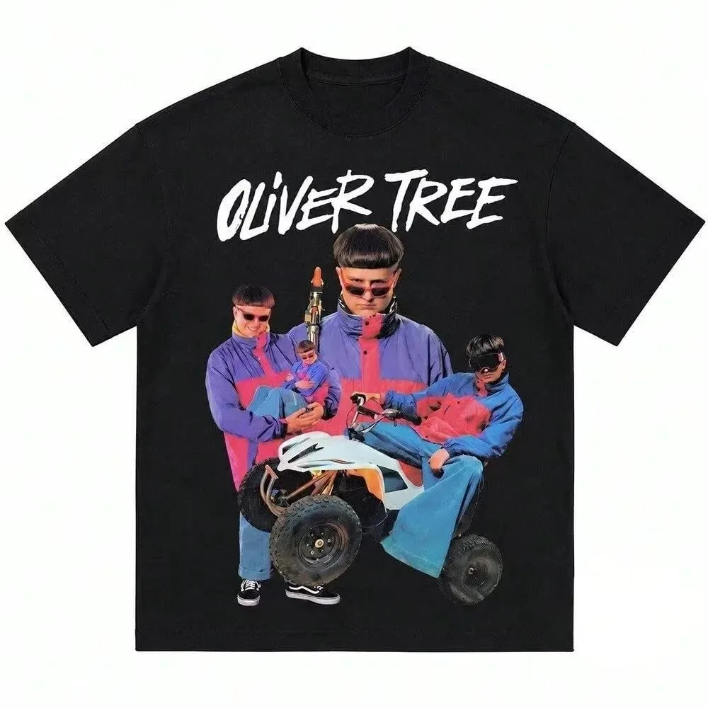 Vintage Collage Figure ATV Graphic Print Men T‑Shirt O‑Neck Short Sleeve Streetwear Cotton Casual Summer Tops Tees