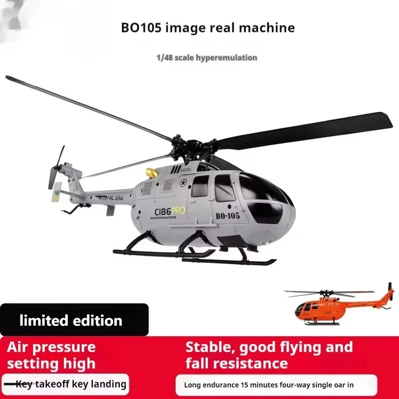 1: 48 طائرة هليكوبتر تعمل بالتحكم عن بعد Bo105 تجميع طائرة هليكوبتر حقيقية C186 نموذج بدون طيار محاكاة لعبة الأطفال