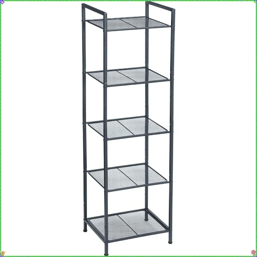 

5-Tier Extendable Storage Rack, Adjustable Bathroom Shelf Organizer, Space Saving Plant Stand for Living Room Balcony