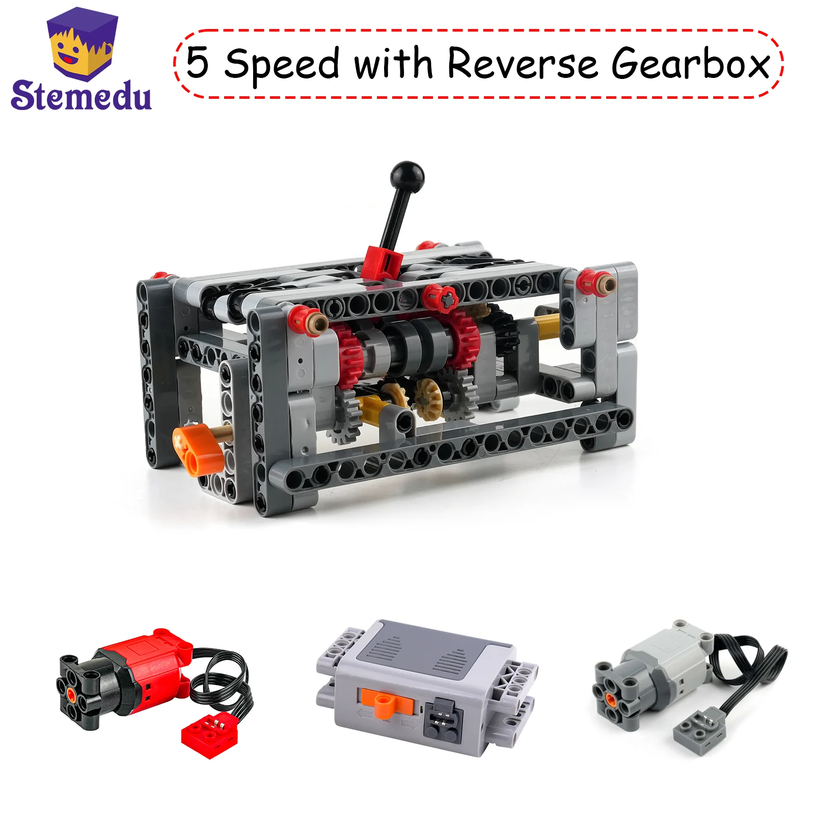 MOC 5-Gang mit Rückwärtsgang, Technologie, modifizierte Teile, Bausteine, Getriebemodell, Kindererziehung, Spielzeug, kreatives Geschenk