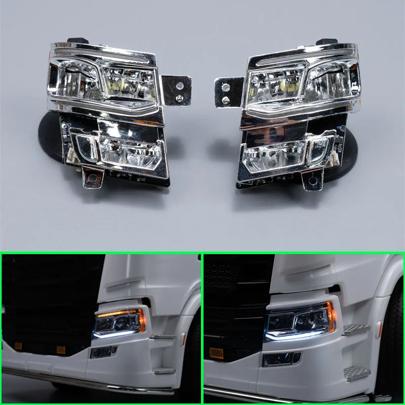 1 Set Simulation Headlight Lighting System LED Lamp for 1/14 Tamiya RC Truck Car Scania 770S 6X4 56368 8X4 56371 Diy Parts Toys