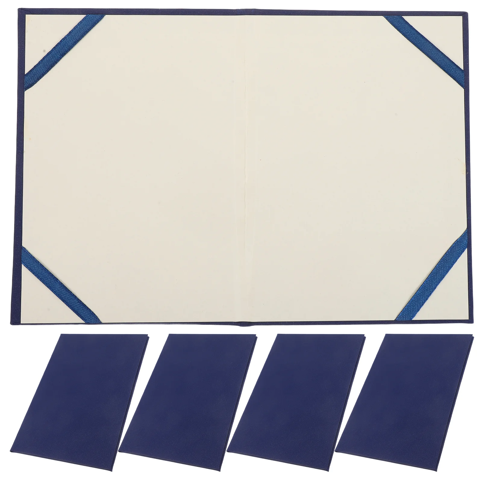 

5pcs A5 Blue Solid Color Paper Certificate Holders Blank Diploma Covers For Graduation Awards Protection Report Document Folder