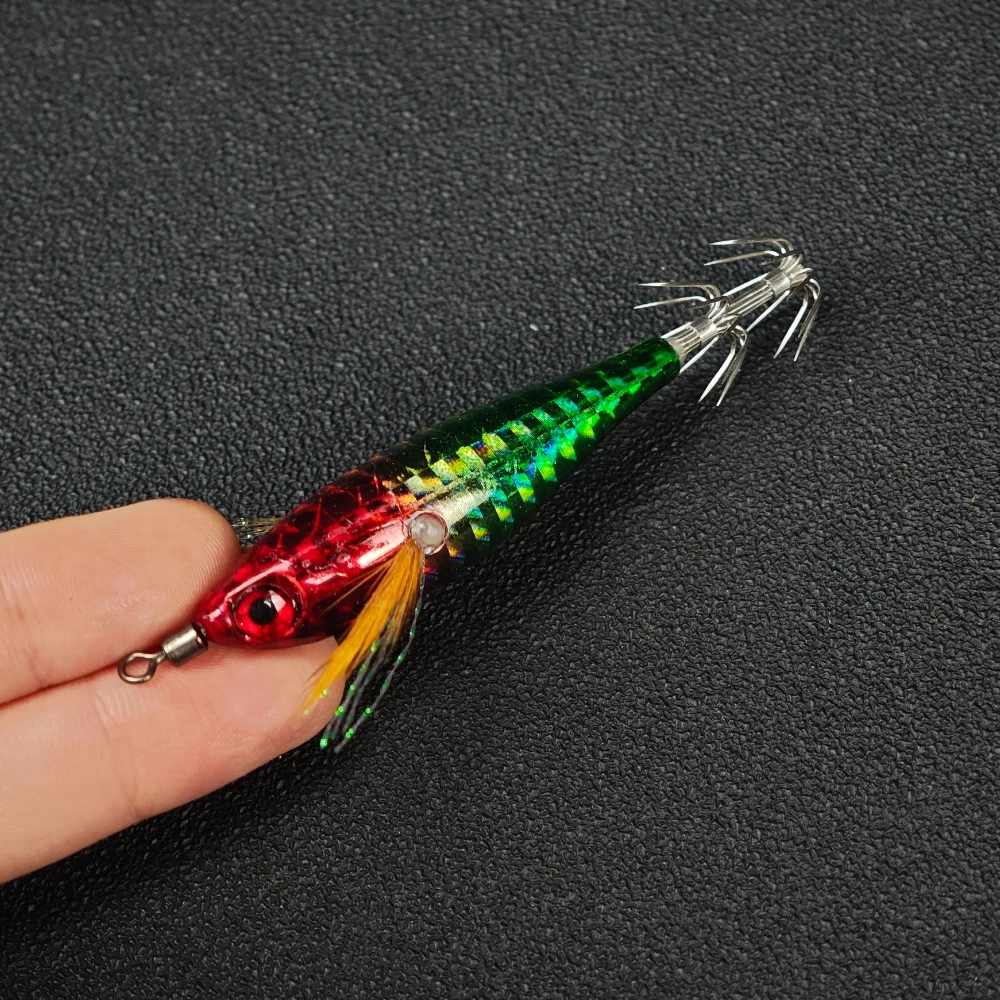 2 قطعة/المجموعة 6 جرام/8 سنتيمتر خطاف صيد على شكل سمكة أفقية المياه المالحة الروبيان الصيد السحر مضيئة خطاف صيد على شكل سمكة الحبار الصيد اكسسوارات